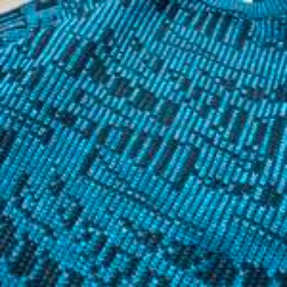 Vintage 1980s Italian Knit Sweater – Blue, Turquoise & Green – Size S - Picture 2 of 4